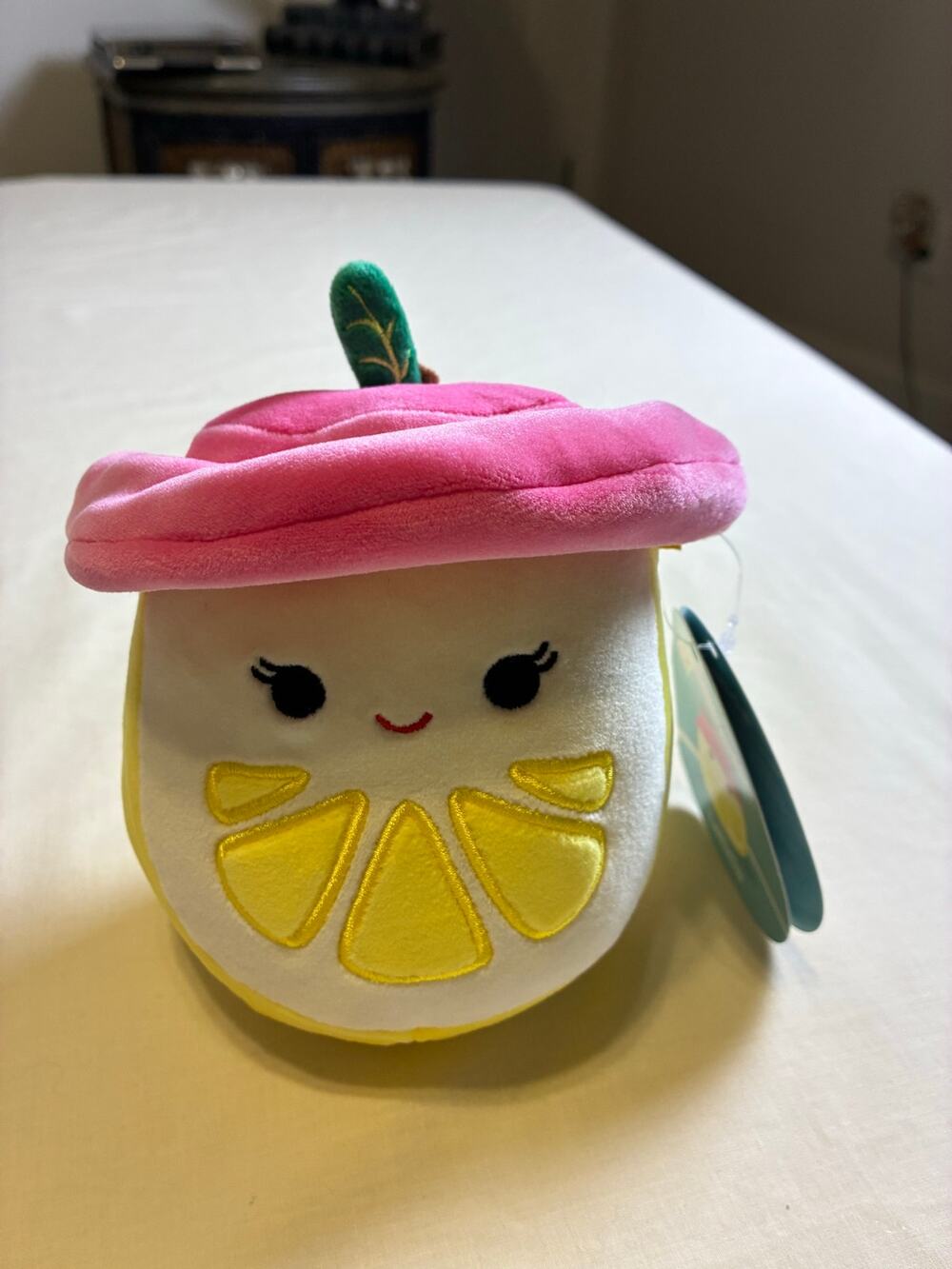 Squishmallows Leticia Lemon 5" Plush NWT Pink Beret Fruit Kellytoy Jazwares 2024